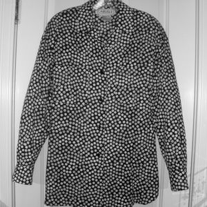 Carlisle Cotton B & W Long Sleeve Blouse Sz 10